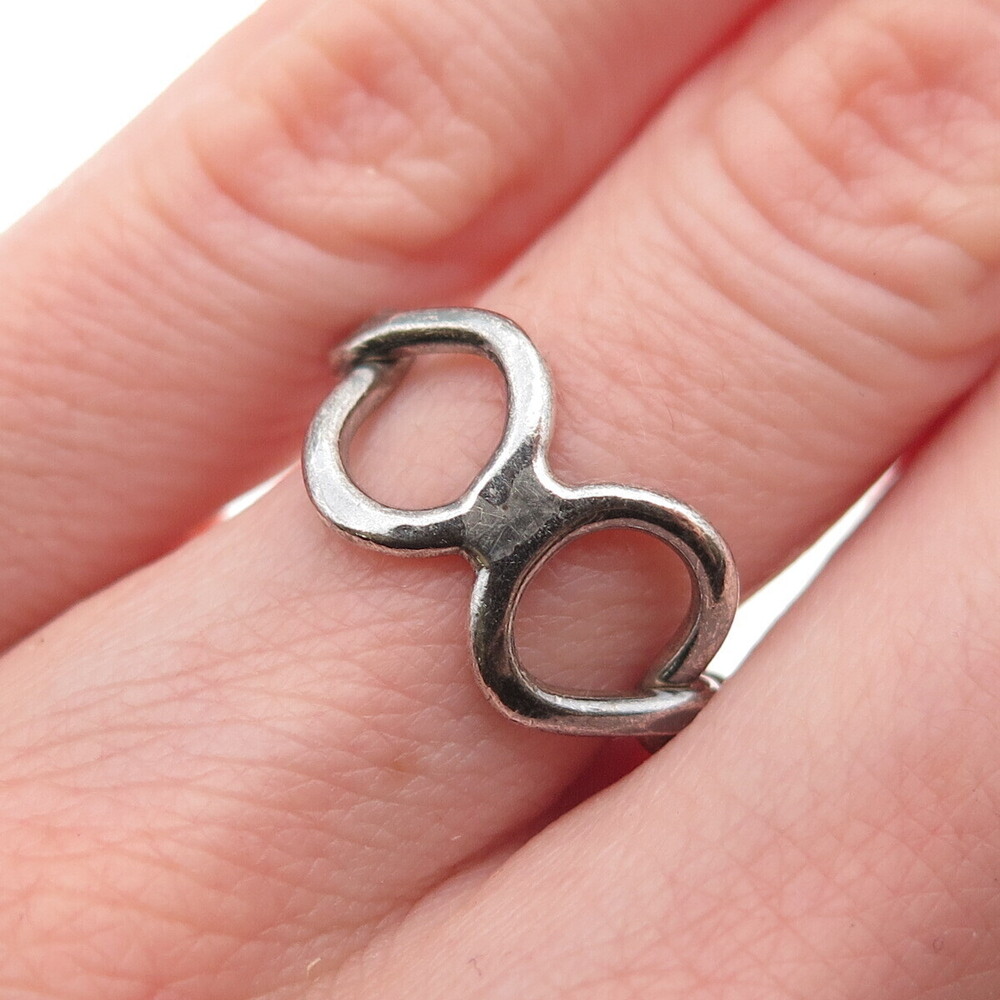 925 Sterling Silver Vintage Infinity Twisted Oxidized Ring Size 5.25